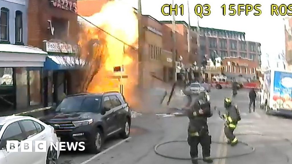 Moment powerful gas explosion flattens building in Washington DC