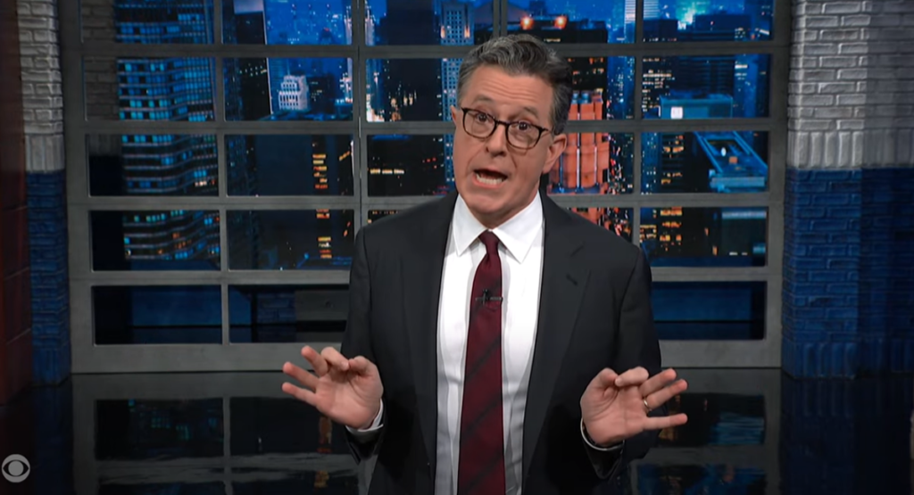 Trump roasted by Stephen Colbert for fraud trial rant