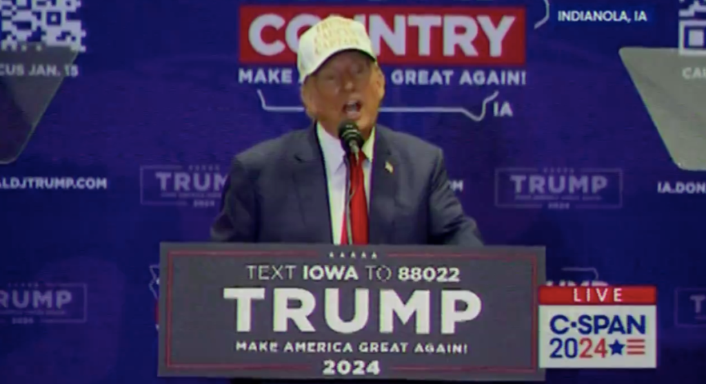 Trump tells heckling climate protester to ‘go home to mommy’ at Iowa rally